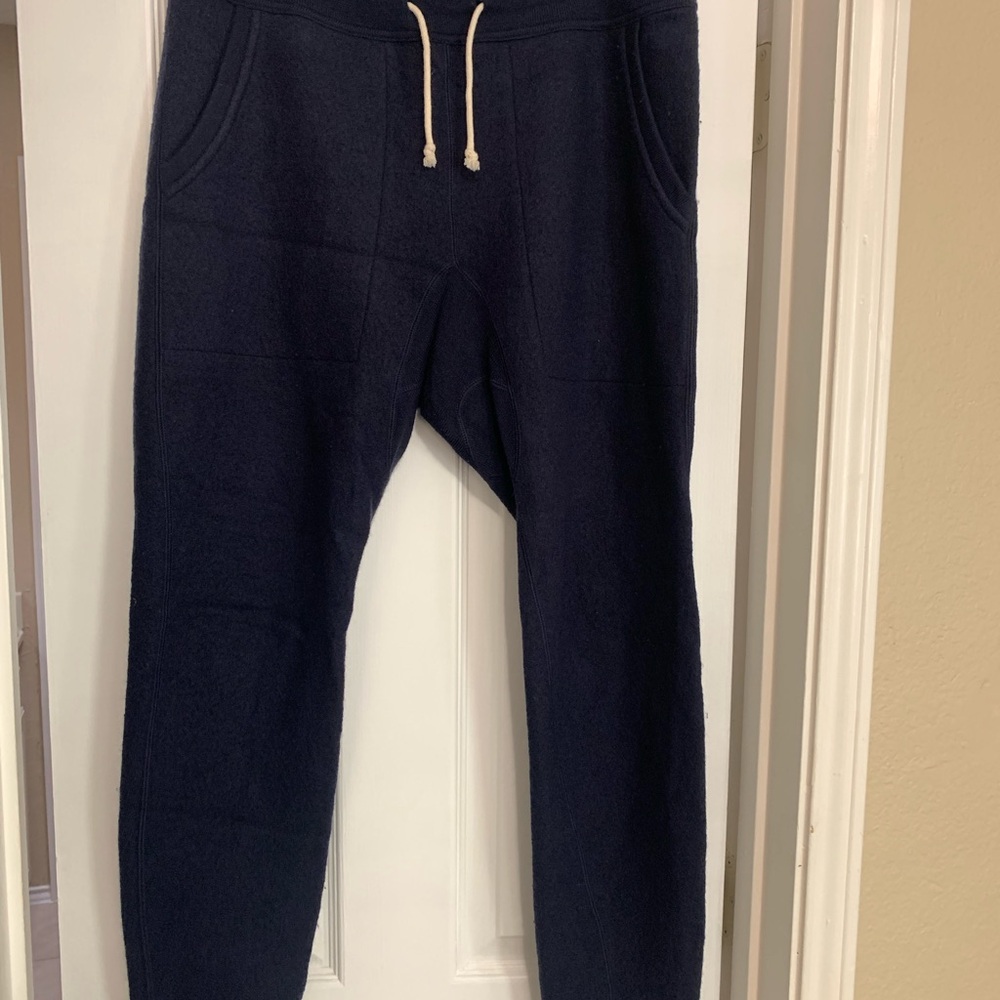 J. Crew Blue Merino Jogger Sweatpants with Drawstring Waist